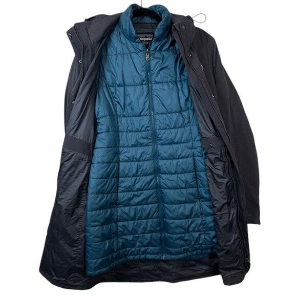Patagonia Stormdrift 3-in-1 Parka Charcoal Teal Smolder Blue Women's Medium - Picture 7 of 16
